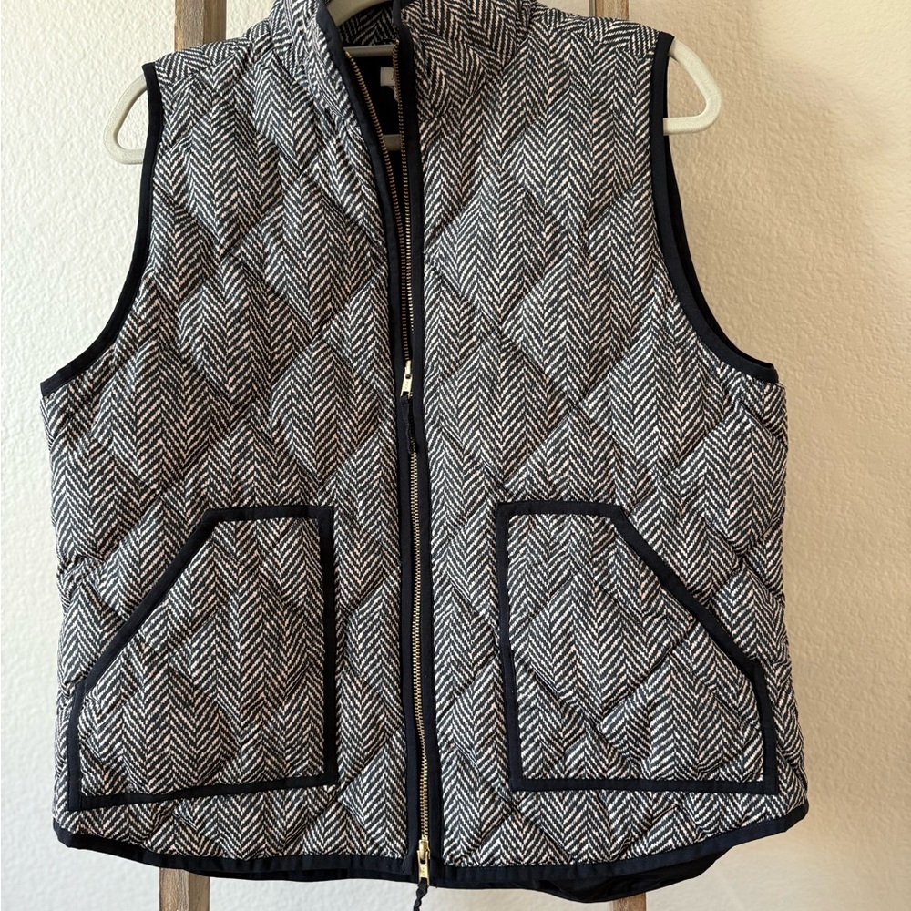 J. Crew Black and White Quilted Vest